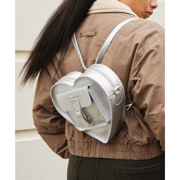 Dr. Martens Milled Metallic Silver Heart Coated Leather Backpack Purse main image 5